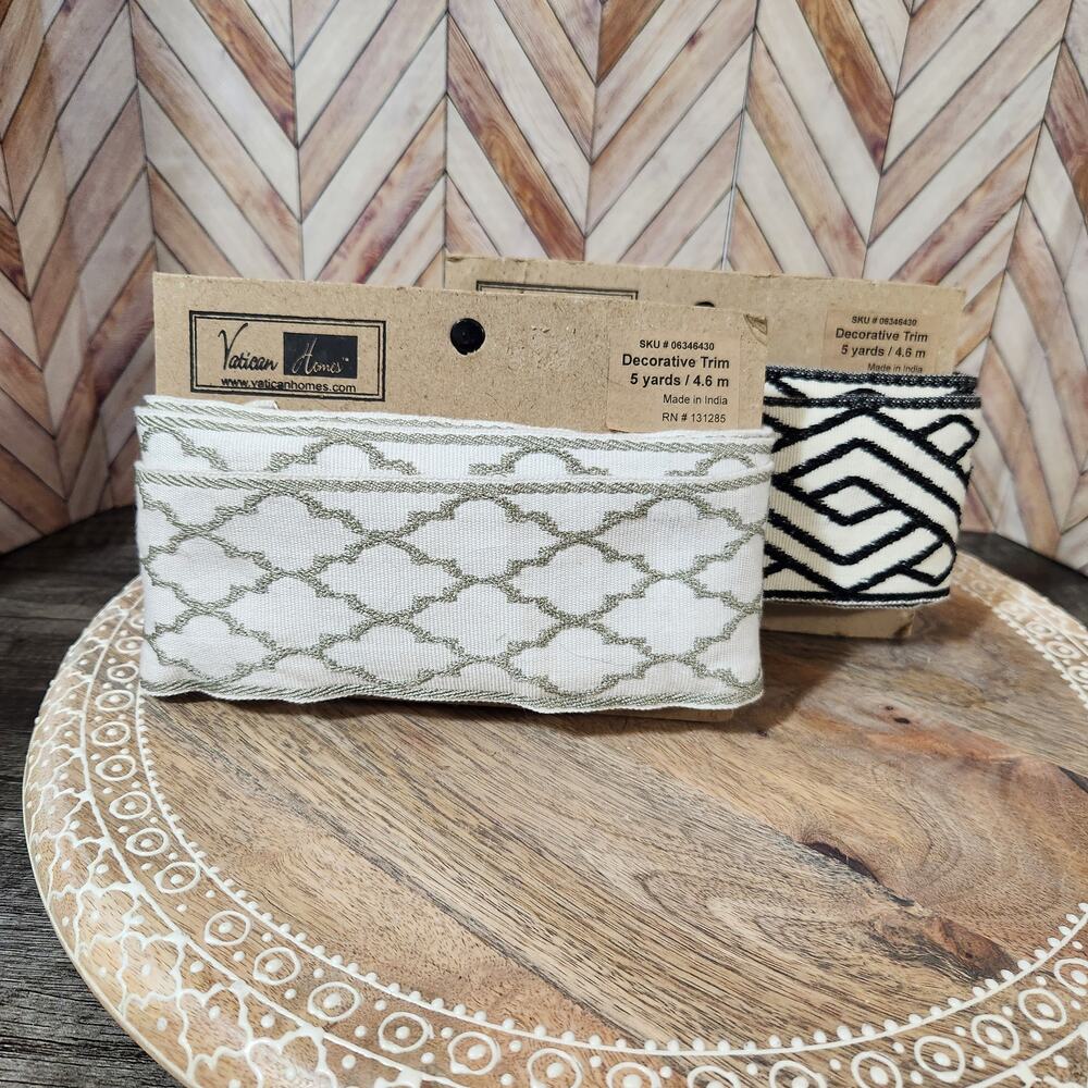 NWT Vatican Homes Woven Set of 2 Geometric Decorative‎ Upholstery Trim